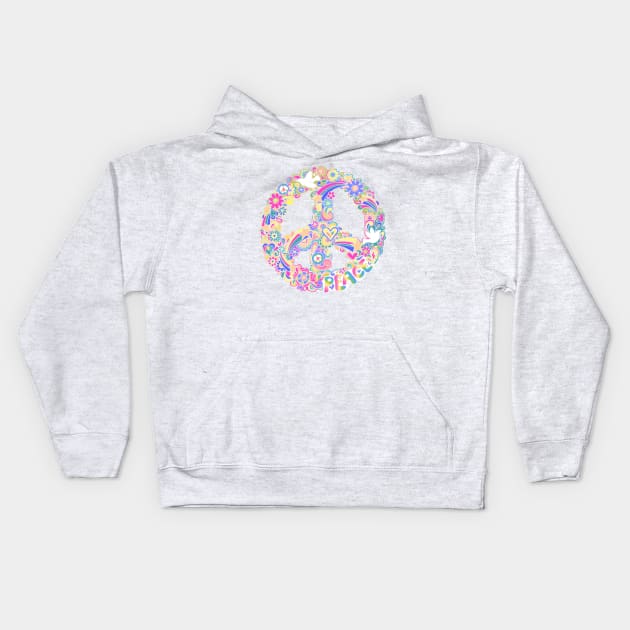 Colorful Peace Sign Kids Hoodie by AlondraHanley